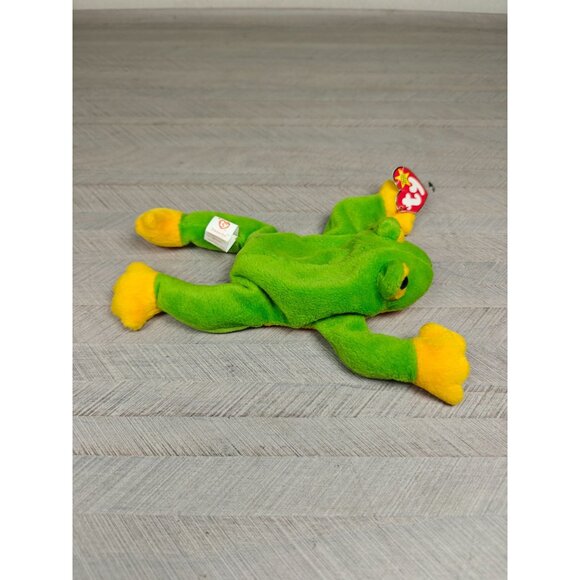 Ty Beanie Baby Smoochy Frog Green & Yellow Plush Stuffed Animal 1997 Retired - Picture 4 of 5
